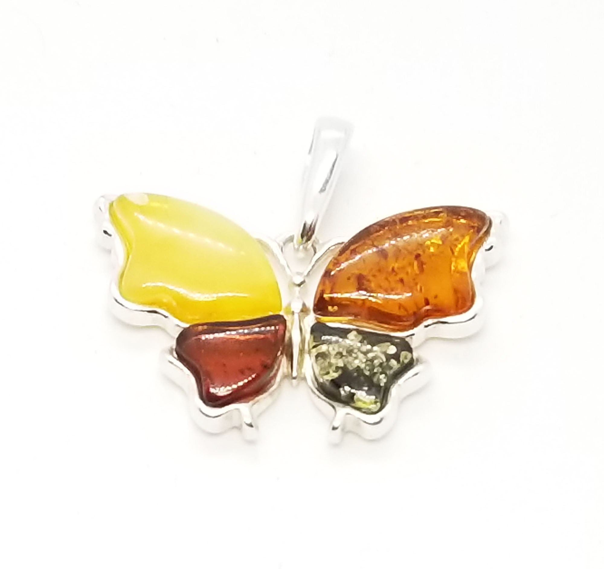 Details about / Natural Multi-Color BALTIC AMBER Butterfly Pendant 925 STERLING SILVER #3736