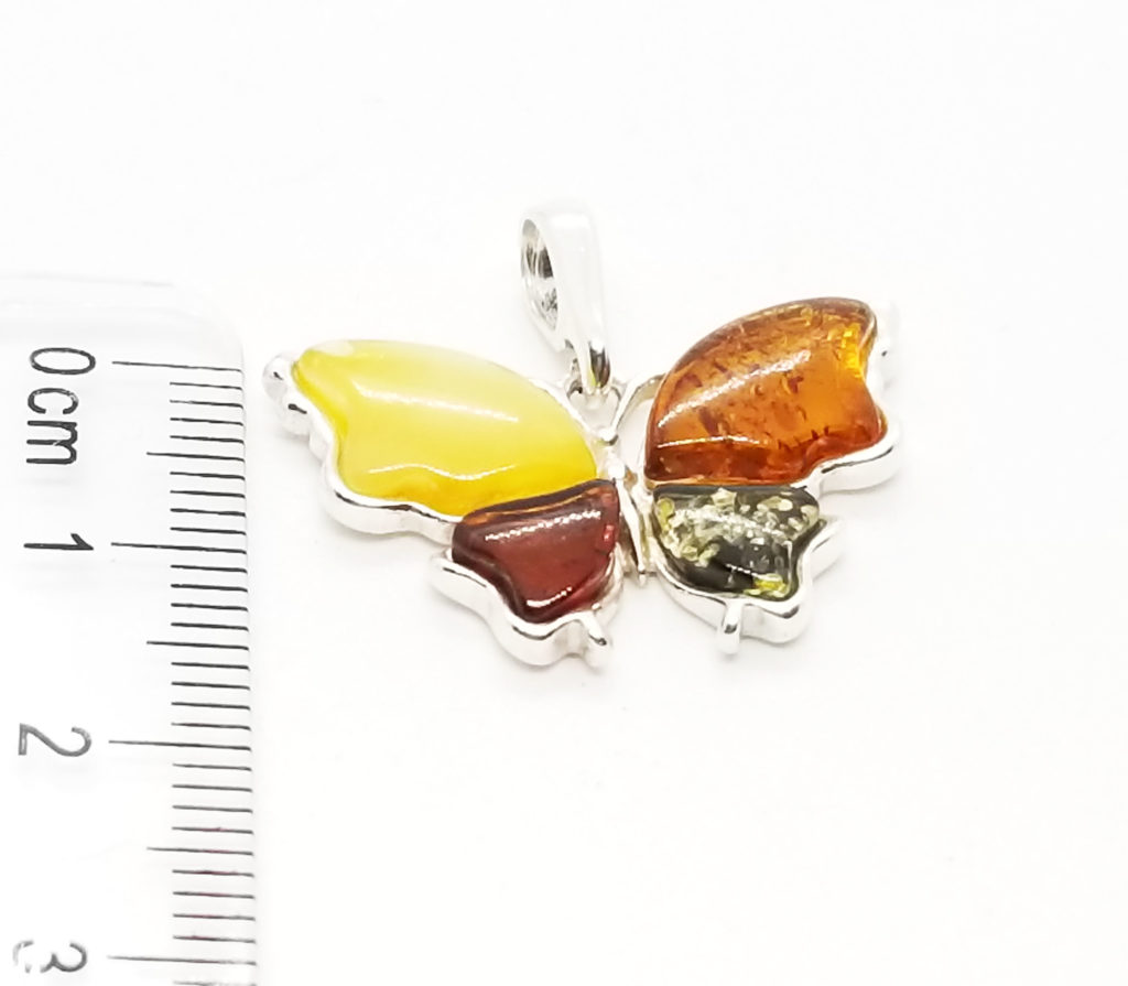 Details about / Natural Multi-Color BALTIC AMBER Butterfly Pendant 925 STERLING SILVER #3736
