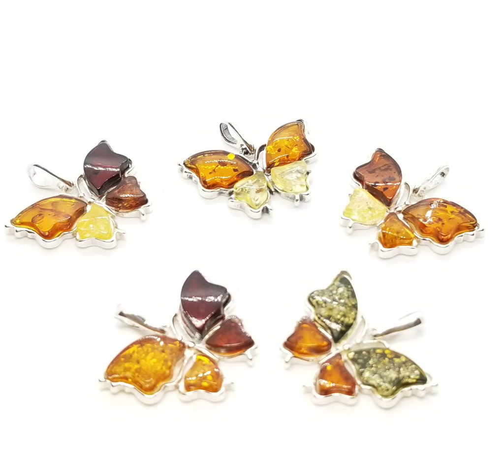 Details about / Natural Multi-Color BALTIC AMBER Butterfly Pendant 925 STERLING SILVER #3736