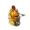 Multi Color Amber Mayan Design Ring