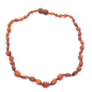 Matte Finish/Raw Cognac Amber Baby/Teething Necklace, SCREW CLASP 13″