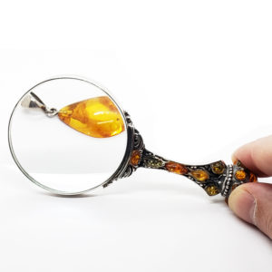 Alternative view of Multi Color Amber .925 Silver Magnifying Glass Pendant