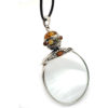 Small Multi Color Amber .925 Silver Magnifying Glass Pendant