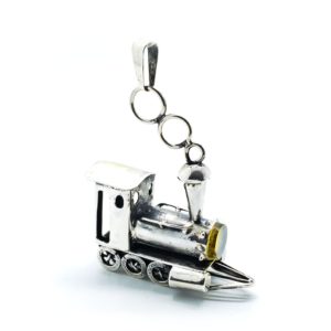 Handmade One of a Kind Train Pendant with Lemon Amber