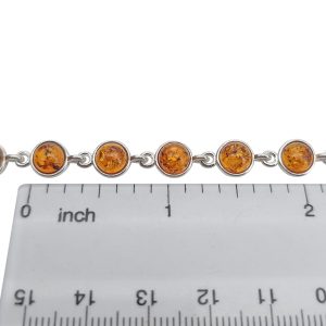 Cognac Amber Sterling Silver Link Bracelet
