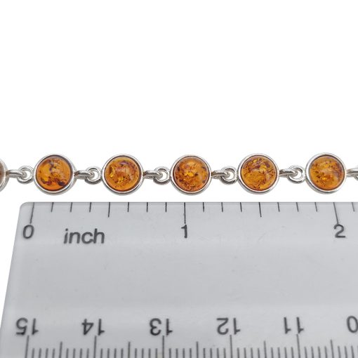 Cognac Amber Sterling Silver Link Bracelet
