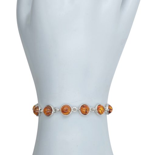 Cognac Amber Sterling Silver Link Bracelet - Image 2