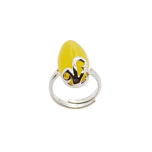 Butterscotch Oval Baltic Amber Ring with .925 sterling silver band. Genuine Baltic amber.