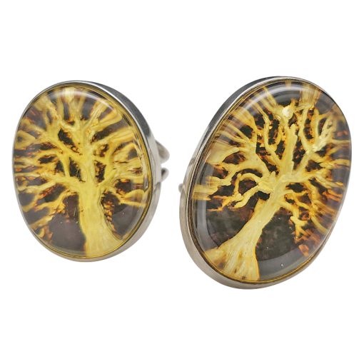 Hand Carved "Tree Of Life" Amber Cameo Adjustable Ring - Image 3