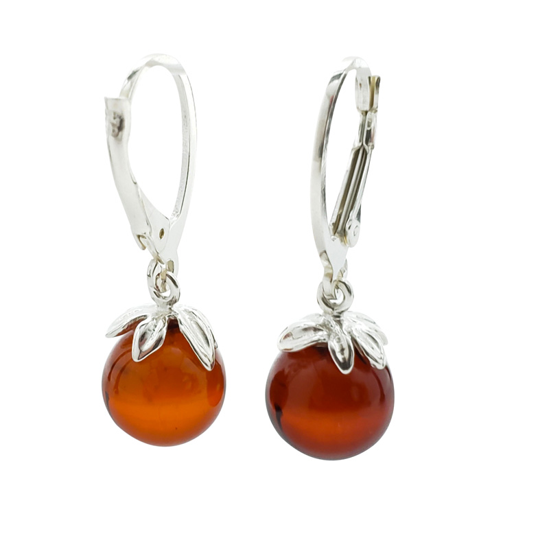 Cherry Amber Sterling Silver Earrings On Hooks Amberman
