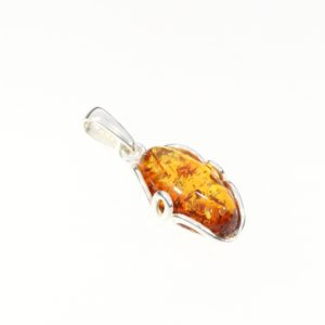 Cognac Amber Sterling Silver Pendant