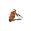 Cognac Amber Sterling Silver Ring