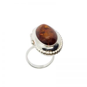 Cognac Amber Locket / Poison Adjustable Ring