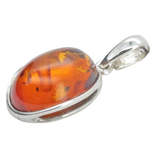 Cognac Amber Sterling Silver Pendant
