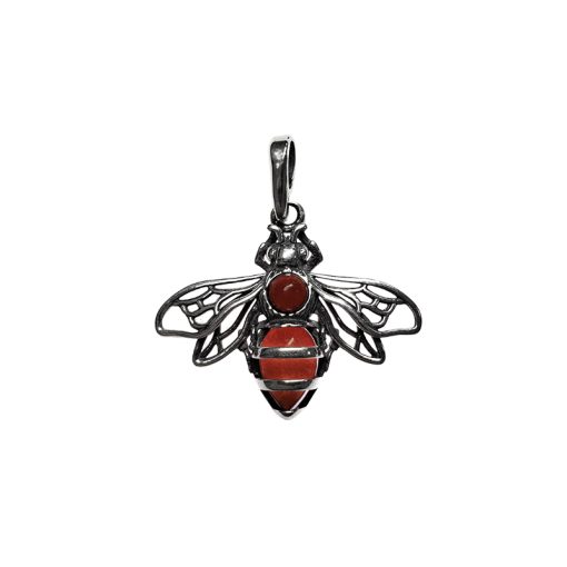 Cherry Amber Sterling Silver Bee Pendant