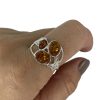 Cognac Amber Butterfly Design Silver Ring - Image 2