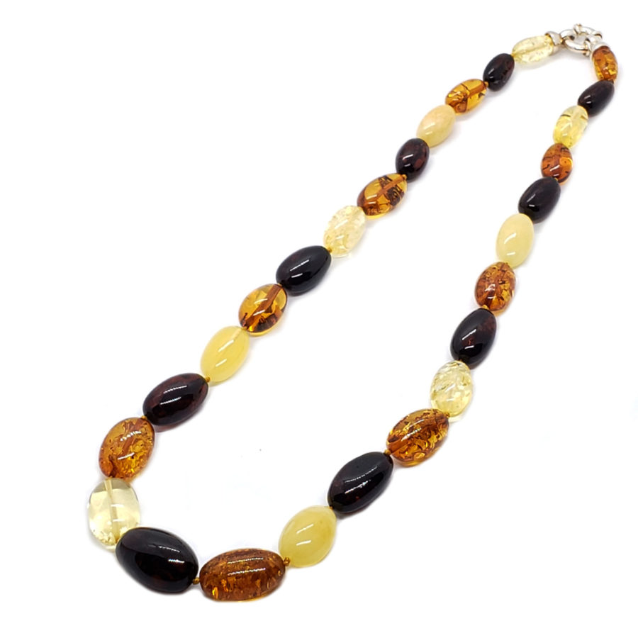 Multicolor Amber Beaded Necklace 28"