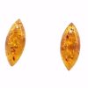 Cognac Amber Silver Stud Earrings
