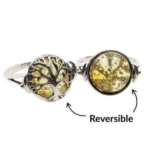 Citrine Amber Reversible/Flip “Tree of Life“ Ring