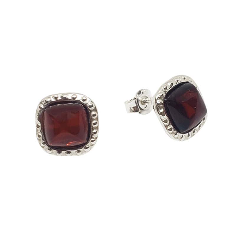 Cherry Amber Sterling Silver Stud Earrings Amberman