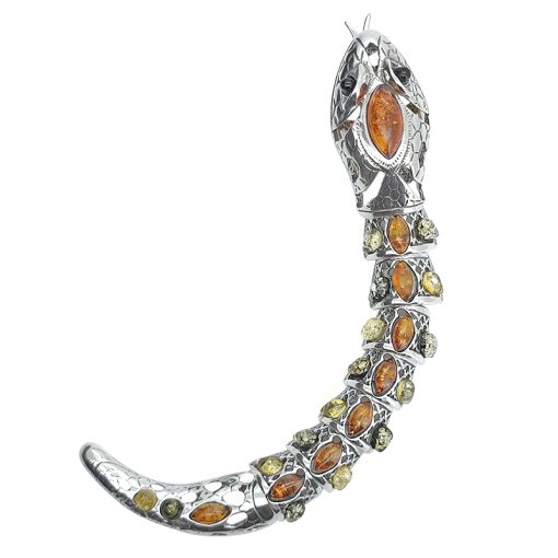 Multicolor Amber Snake Pendant With Flexible Body