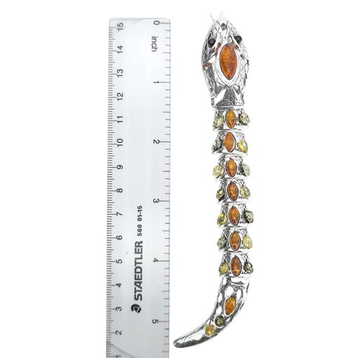 Multicolor Amber Snake Pendant With Flexible Body - Image 4