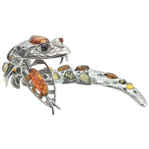 Multicolor Amber Snake Pendant With Flexible Body - Image 6