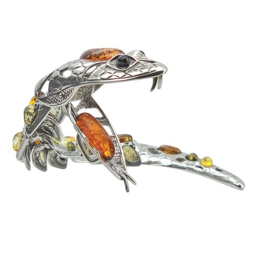 Multicolor Amber Snake Pendant With Flexible Body - Image 5