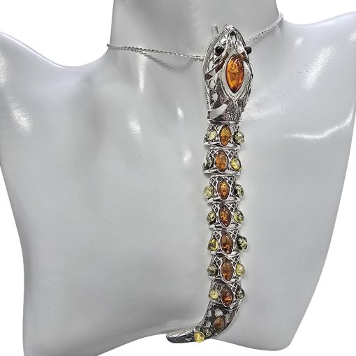 Multicolor Amber Snake Pendant With Flexible Body - Image 3