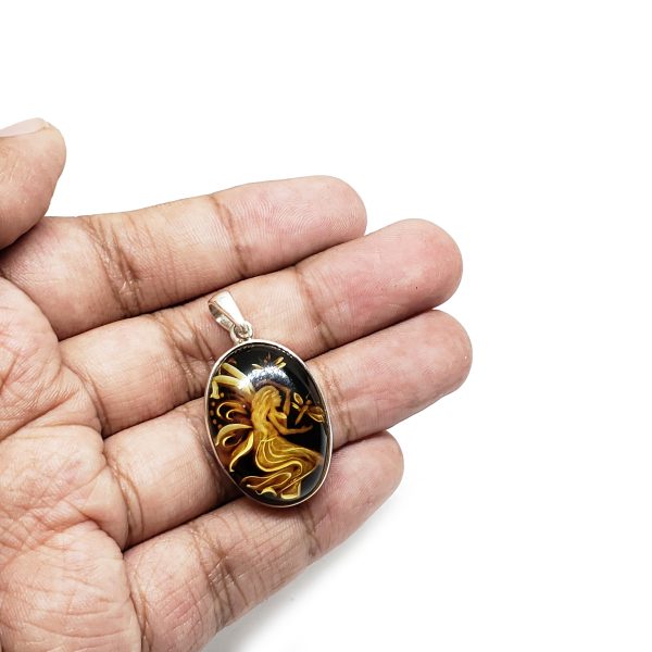 Amber Cameo/Intaglio Fairy Pendant - Image 3
