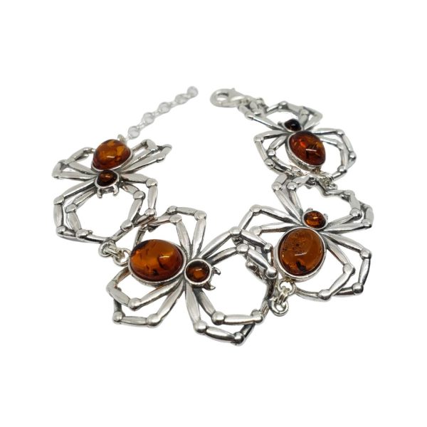Cognac Amber Spider Bracelet .925 Sterling Silver - Image 3