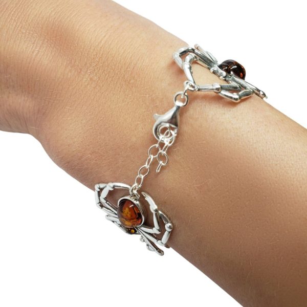 Cognac Amber Spider Bracelet .925 Sterling Silver - Image 2