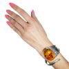 Cognac Amber Silver Handmade Cuff Bracelet