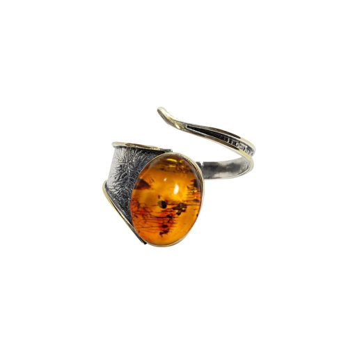 Cognac Amber Silver Handmade Cuff Bracelet - Image 2