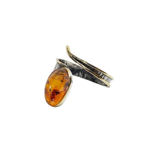 Cognac Amber Silver Handmade Cuff Bracelet - Image 3