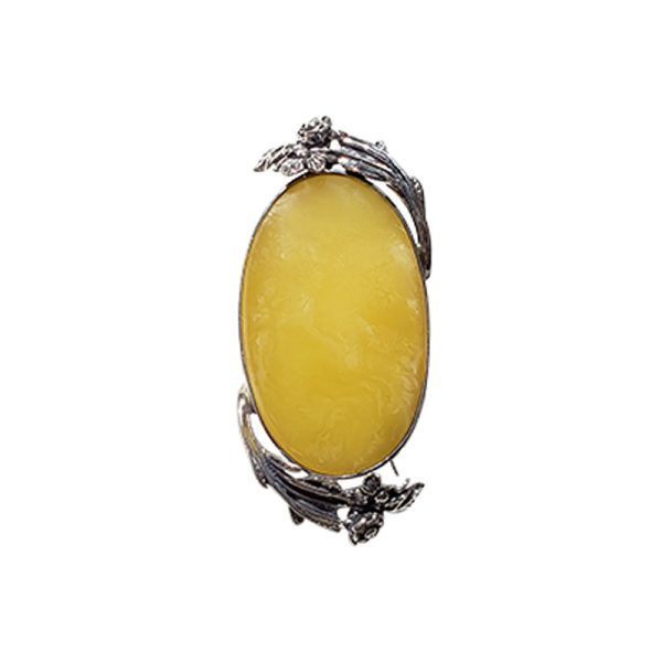 Butterscotch Amber Sterling Silver Flower Design Pin Pendant
