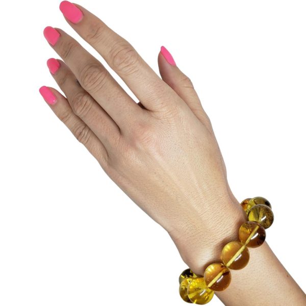 Baltic Amber Baroque Beaded Stretch Bracelet. Amber Jewelry