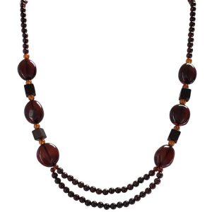 Cherry Amber Beaded Necklace 26'' Long