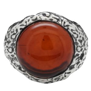 Cherry Amber Sterling Silver Oxidized Ring