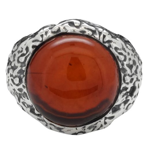 Cherry Amber Sterling Silver Oxidized Ring