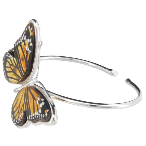 Monarch Butterfly Cameo Amber Cuff Bracelet - Image 3