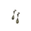 Green Amber Sterling Silver Post Dangle Earrings