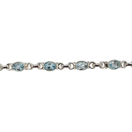 Faceted Blue Topaz Sterling Silver Link Bracelet - Image 3