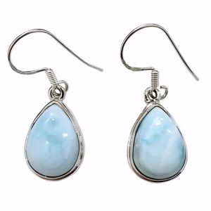 Larimar Stone Sterling Silver Earrings On Hooks