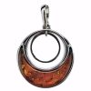 Crescent Cognac Amber Sterling Silver Pendant