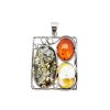 Multi-Color Amber Sterling Silver Pendant