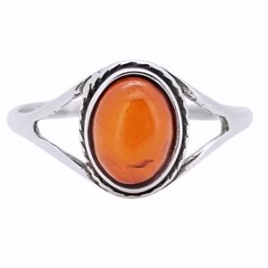 Cherry Amber Sterling Silver Ring