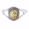 Green Amber Silver Ring
