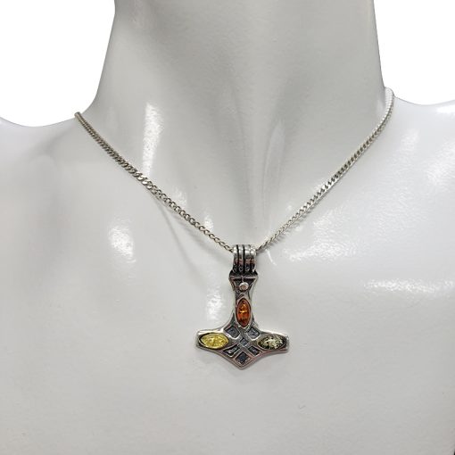 Multi-Color Amber Thor Hammer Pendant - Image 2