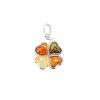 Multi-Color Amber Sterling Silver Clover Pendant